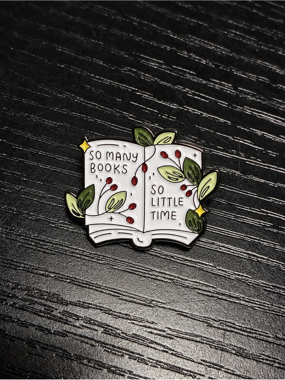 So Many Books So Little Time Enamel Pin | Floral Book Lover Lapel Pin
